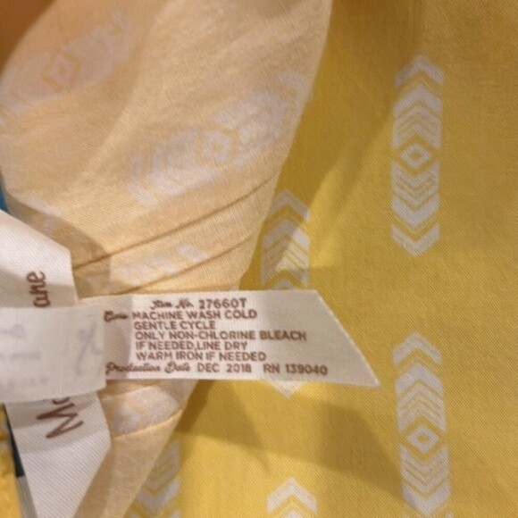 Matilda Jane yellow button down short sleeve tunic top size Large - Picture 10 of 11